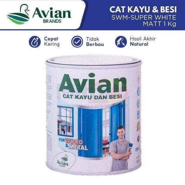 warna cat kayu avian 1. Avian Synthetic SWM Super White Matt 1Kg