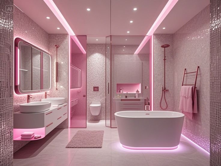 kamar mandi pink mewah