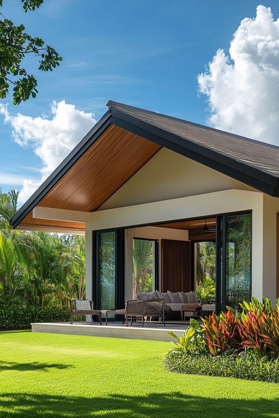 rumah semi permanen Desain Minimalis Tropis