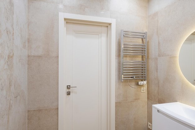 Tile bathroom interior design bath and sink for washing