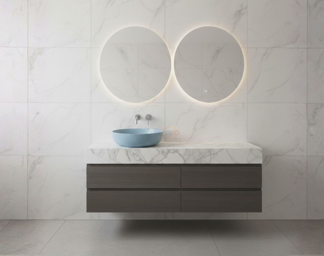 Ceramax Wastafel Atas Meja Monaco H-308 ABV Matt Blue