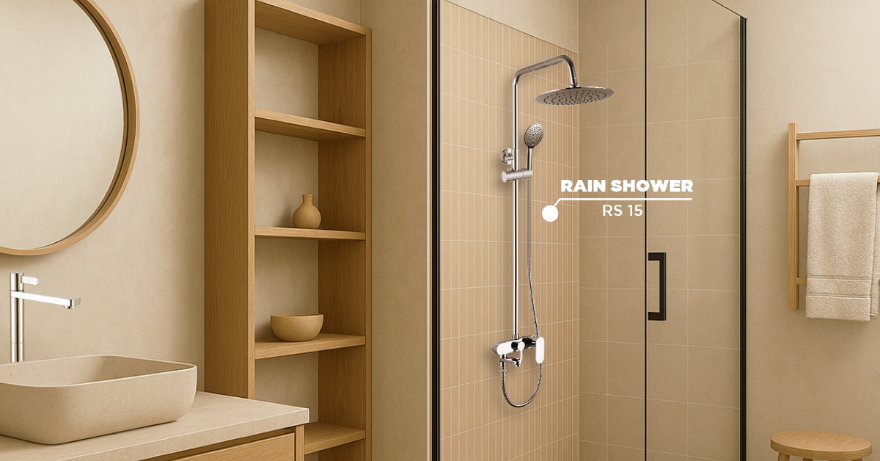 Kamar Mandi Kecil : Simpel tapi Tetap Elegan dengan Rain Showe Onda