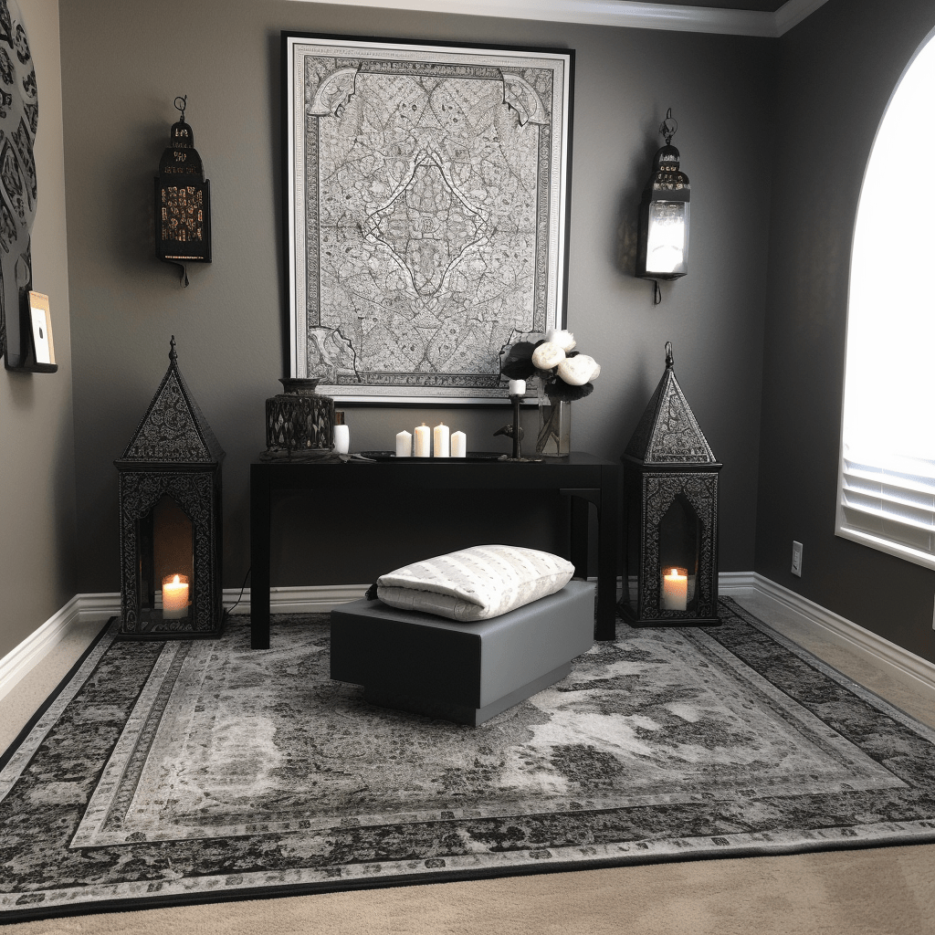 Tempat Sholat di Rumah dengan Konsep Monokrom