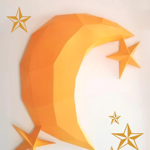 Pernak-pernik Ramadhan | Bintang dan Bulan 3D dari Kertas