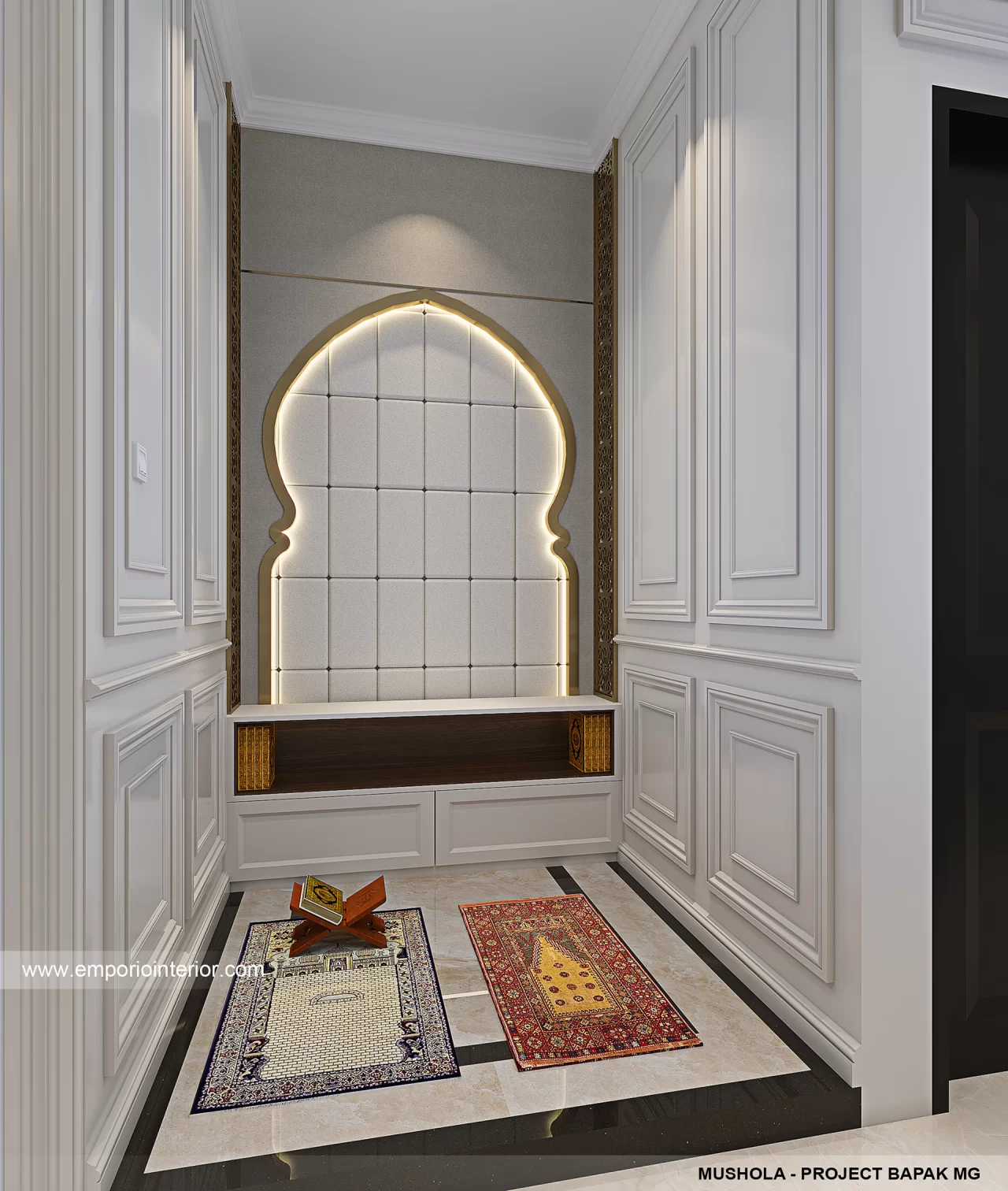 Tempat Sholat di Rumah di Sudut Ruangan Multifungsi 