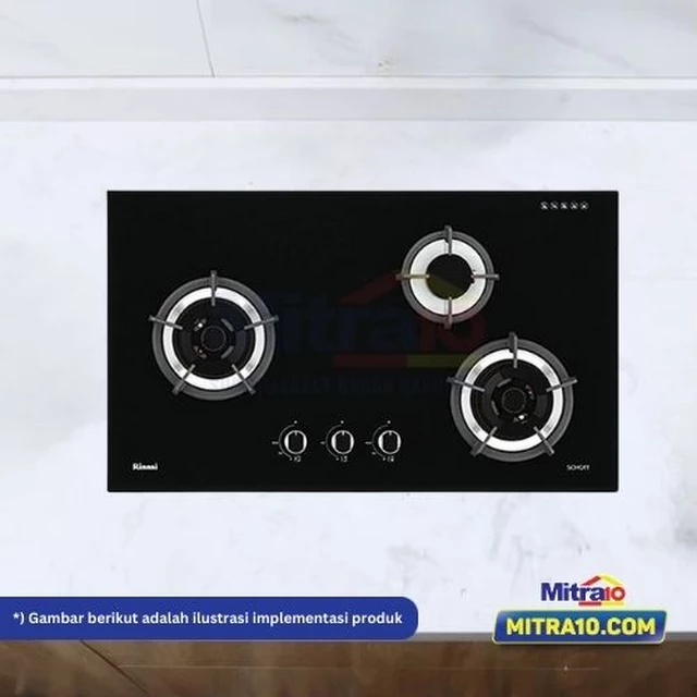 Rinnai Kompor Tanam Kaca 3 Tungku RB-93UG Hitam
