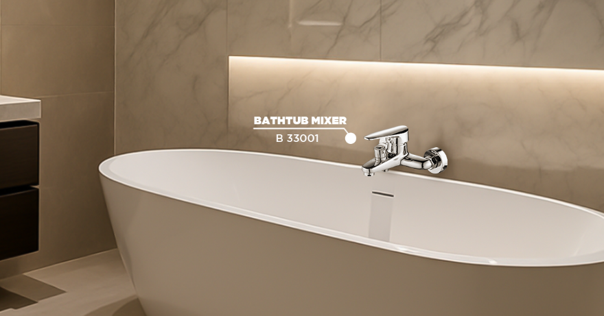 Kamar Mandi Ukuran Sedang dengan Bathtub Shower Onda