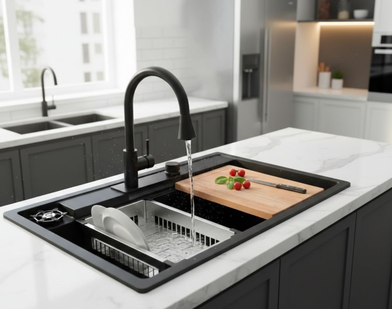 Zehn Granite Sink Satu Kolom HB8263 50x80 Cm Hitam