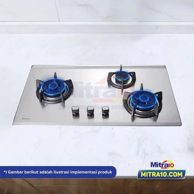 Rinnai Kompor Tanam Kaca 3 Tungku RB-93US Silver