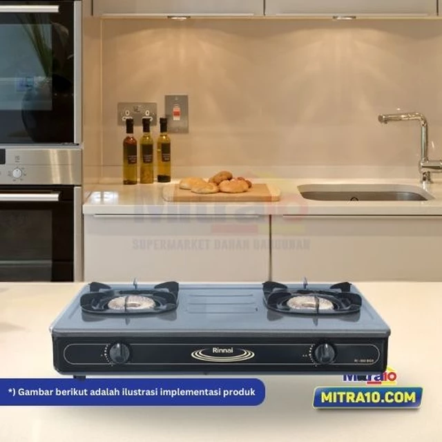 Rinnai Kompor Gas Portabel 2 Tungku RI-602BGX/RI-602AGX 2TK Hitam