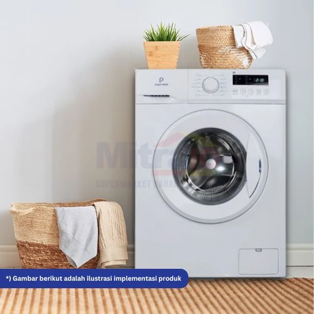 Polytron Mesin Cuci 1 Tabung Depan PFL8051 8 Kg Putih