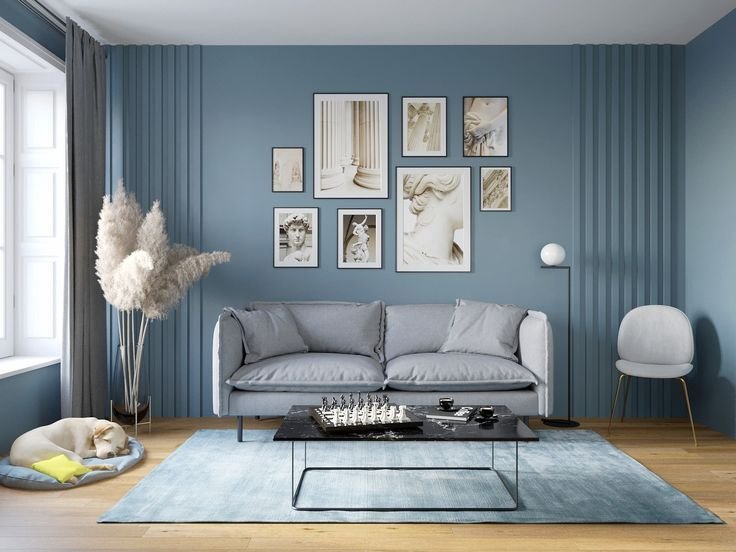 Warna cat ruang tamu agar terlihat mewah : Baby Blue