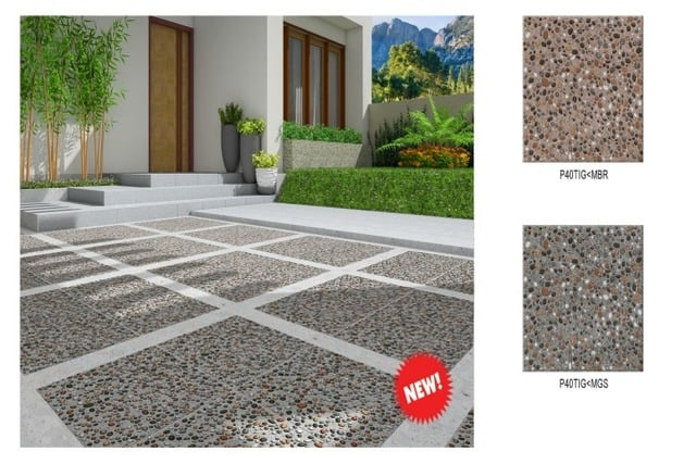 keramik garasi mobil mewah motif batu alam kecil