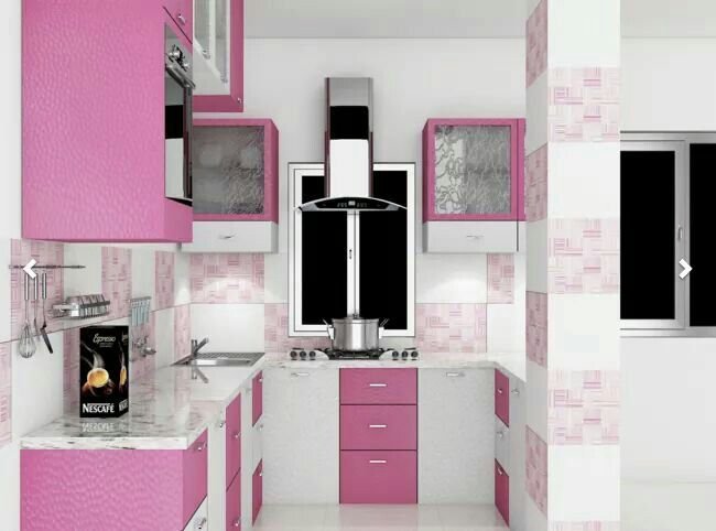 Desain dapur minimalis 3x3 bernuansa pink
