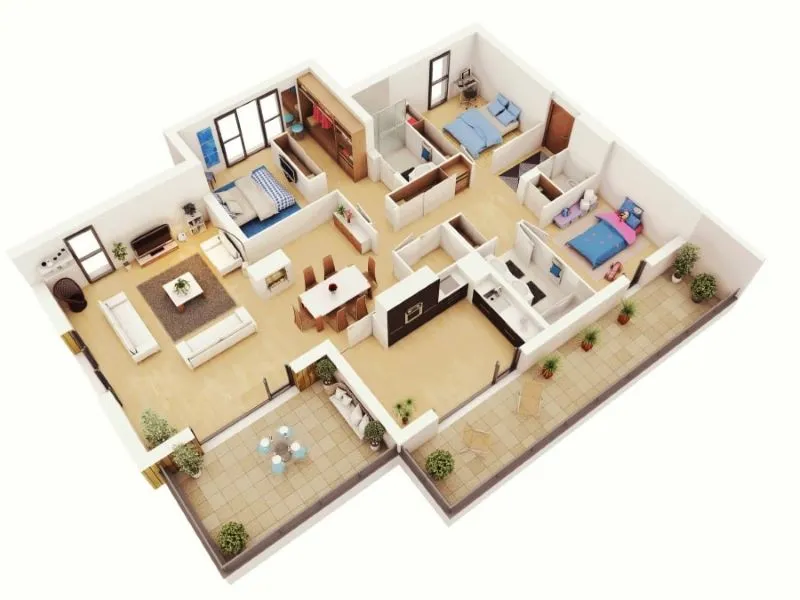 rumah 3 kamar sederhana di kampung