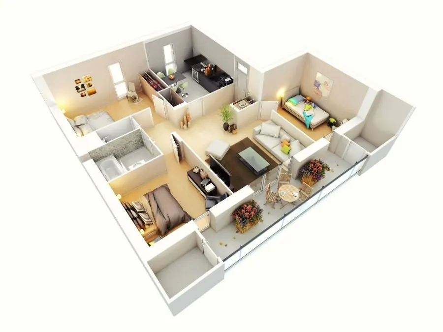 rumah 3 kamar sederhana di kampung