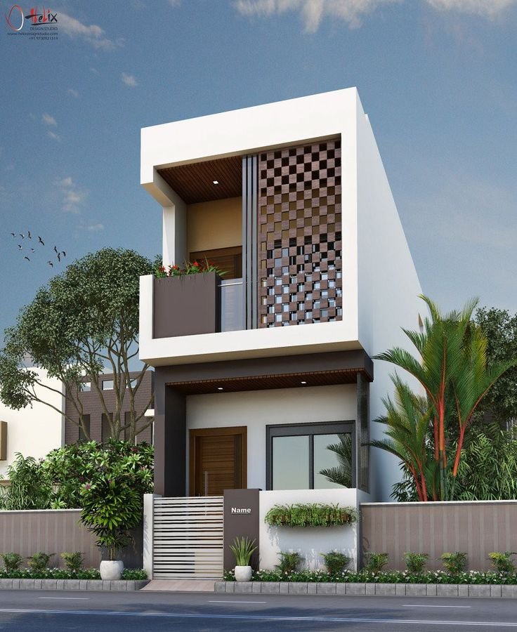 Fasad rumah dengan ornamen