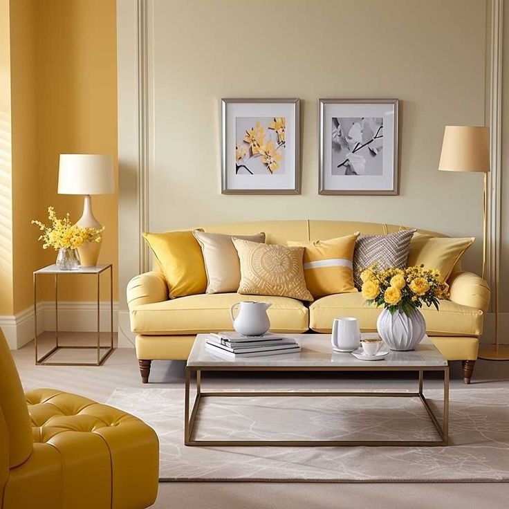 Warna cat ruang tamu agar terlihat mewah : Warna Lemon