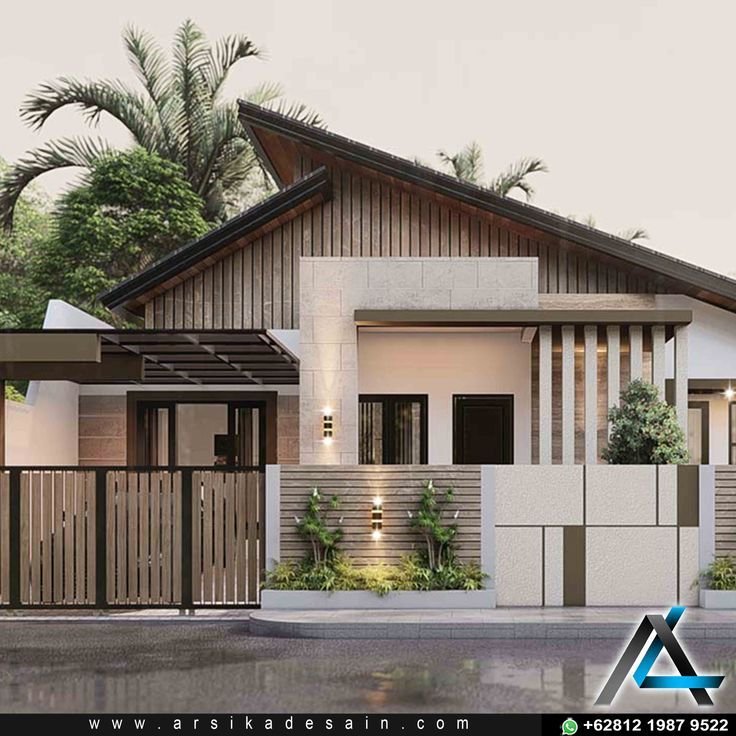 Fasad rumah minimalis dengan aksen kayu