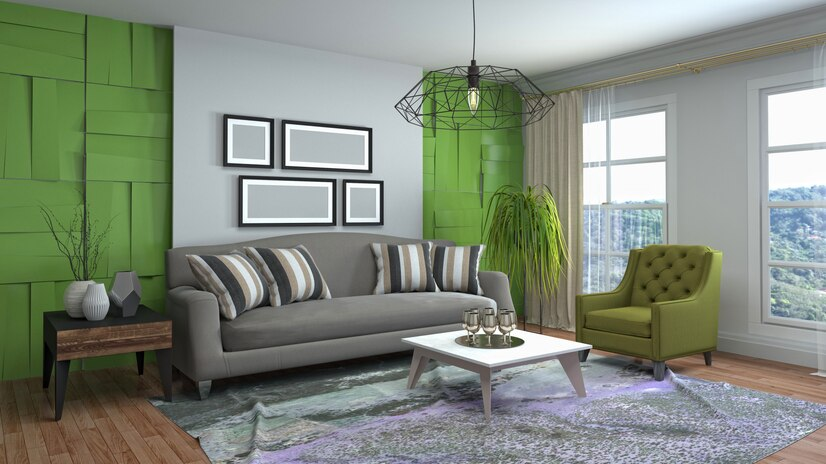 Warna Cat Ruang Tamu Agar Terlihat Mewah : Abu-abu dan Hijau