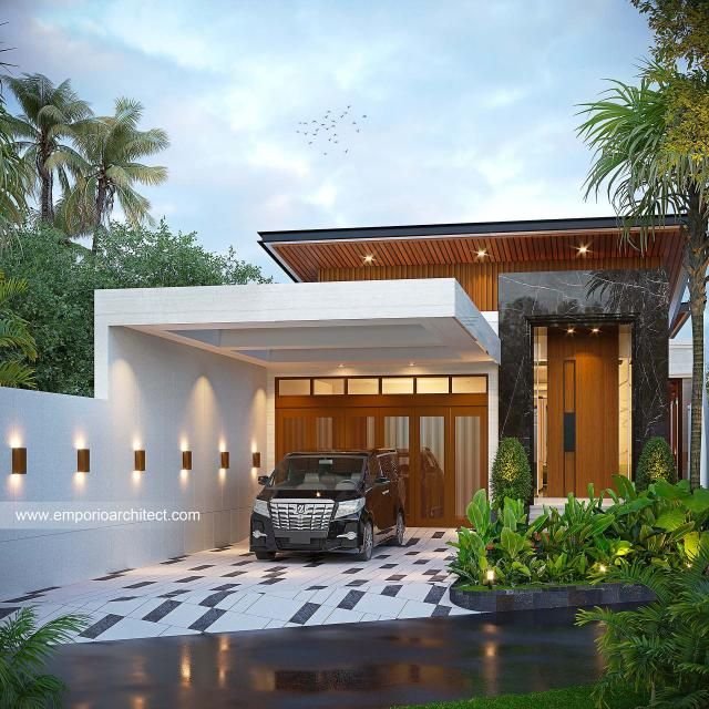 Fasad rumah minimalis dengan lampu