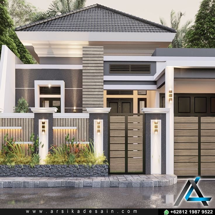 Desain rumah minimalis modern 2 lantai dengan material alami