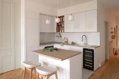 Desain dapur minimalis 3x3 dengan meja bar