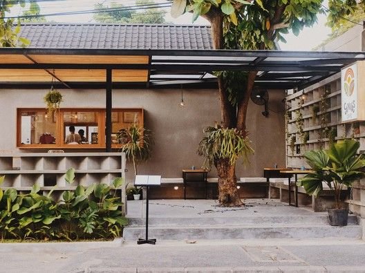 desain cafe mini tropis