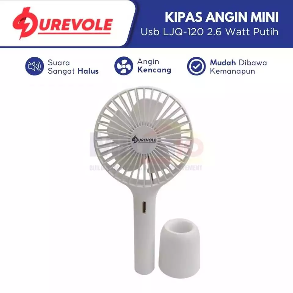 Durevole Kipas Angin Mini Usb LJQ-120 2.6 Watt Putih