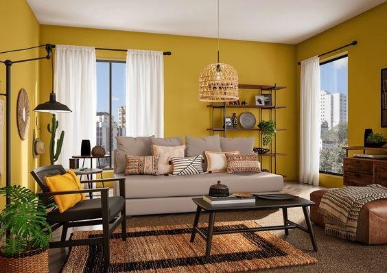 Warna Earth Tone: Earth Yellow untuk Ruang Keluarga