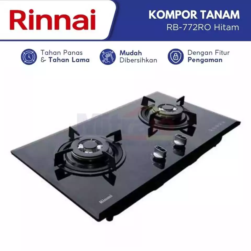 7. Rinnai Kompor Tanam Kaca 2 Tungku RB-772RO