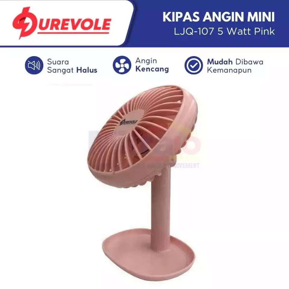 Durevole Kipas Angin Mini Meja LJQ-107 5 Watt Pink