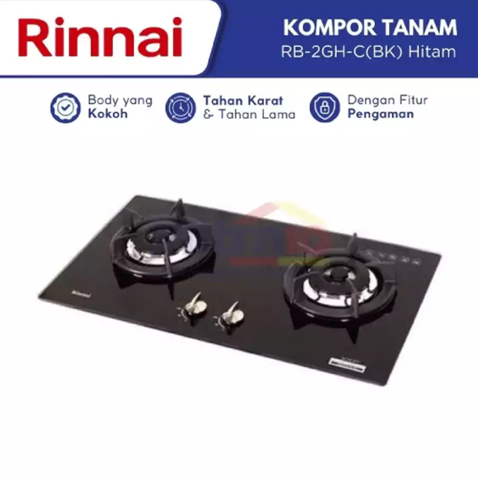 . Rinnai Kompor Tanam Kaca 2 Tungku RB-2GH-C(BK)