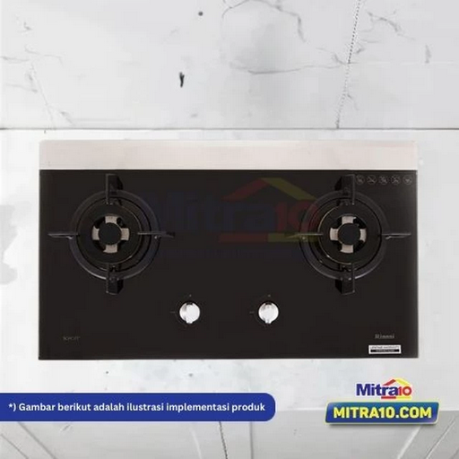 7. Rinnai Kompor Tanam Kaca 2 Tungku RB-7502D (GBS) Hitam