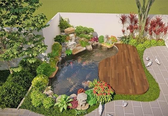10. Kolam Ikan Minimalis Berlekuk Indah