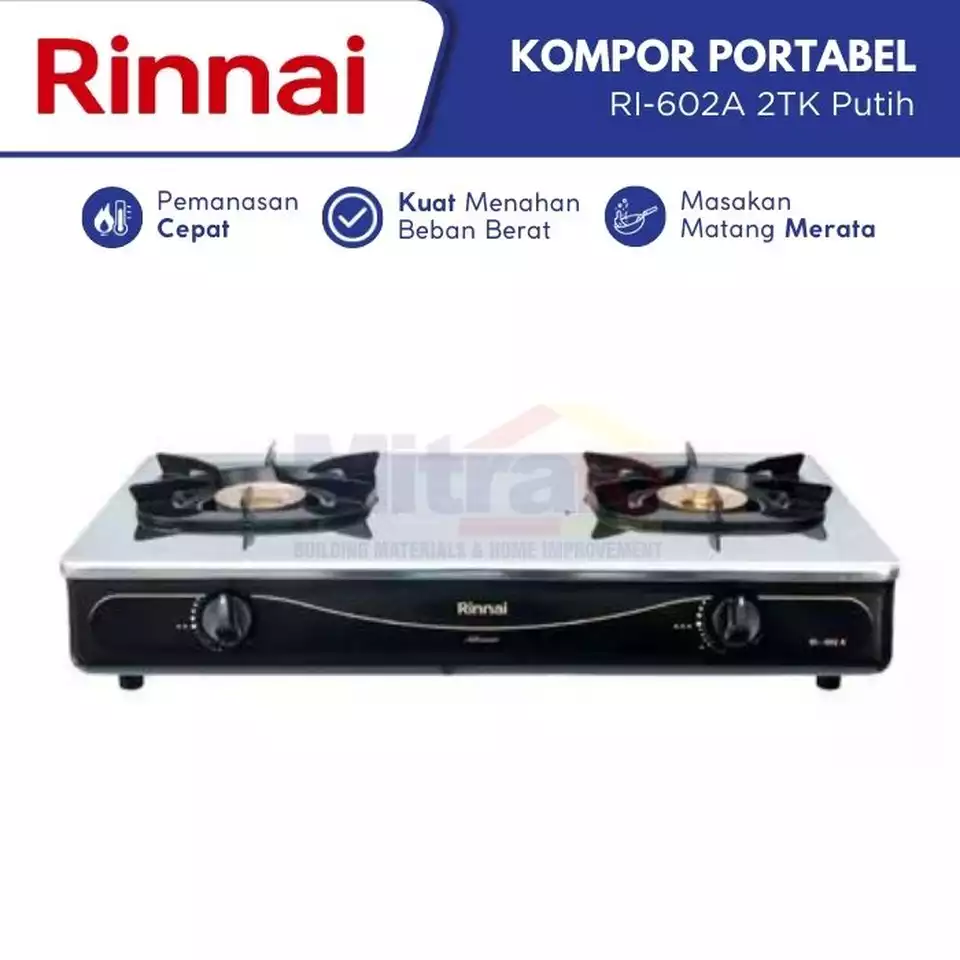 1. Rinnai Kompor Gas Portabel 2 Tungku RI-602A 2TK