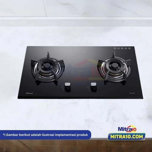 10. Rinnai Kompor Tanam Kaca 2 Tungku RB-72G Hitam