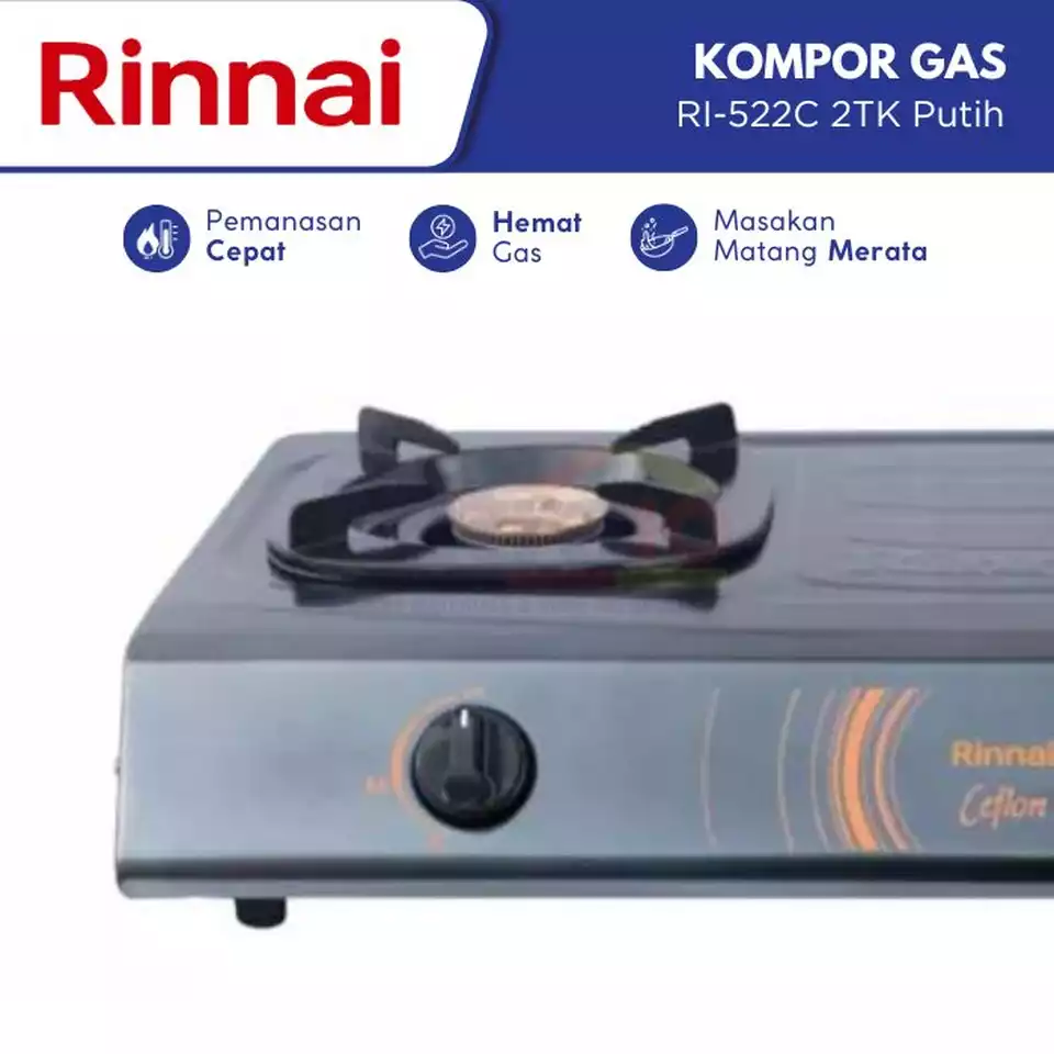 3. Rinnai Kompor Gas Portabel 2 Tungku RI-522C 2TK