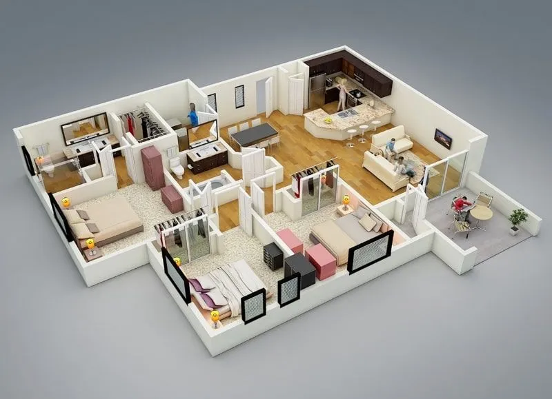 rumah 3 kamar sederhana di kampung