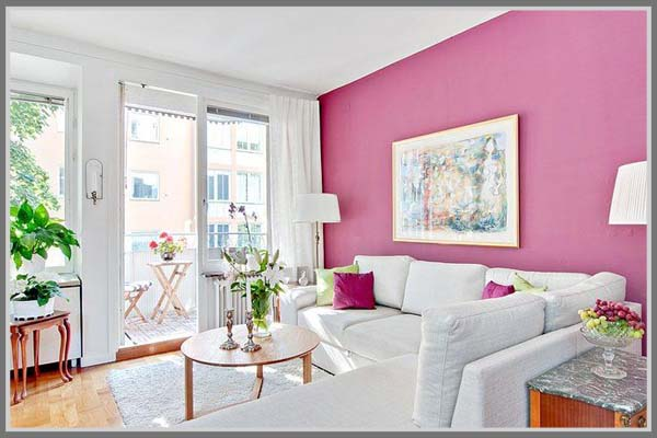 Warna Cat Ruang Tamu Agar Terlihat Mewah : Putih dan Pink