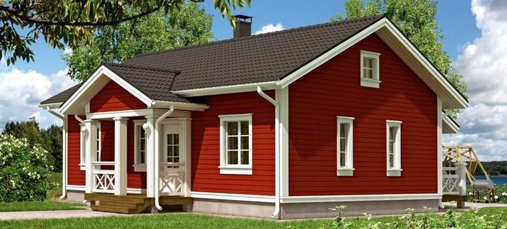Rumah mewah 1 lantai gaya Eropa dengan fasad merah
