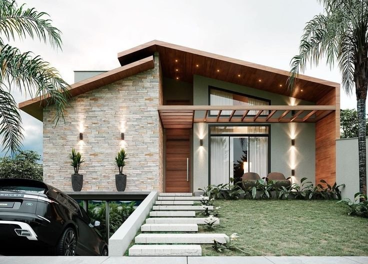Fasad rumah minimalis dengan tangga