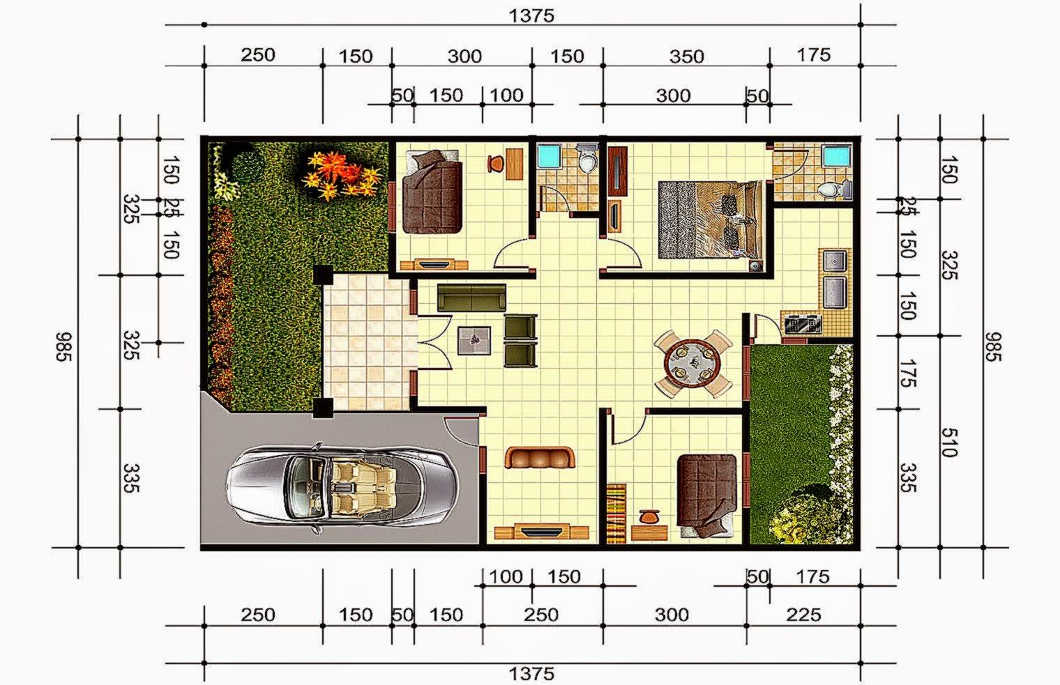 desain rumah sederhana 3 kamar di kampung