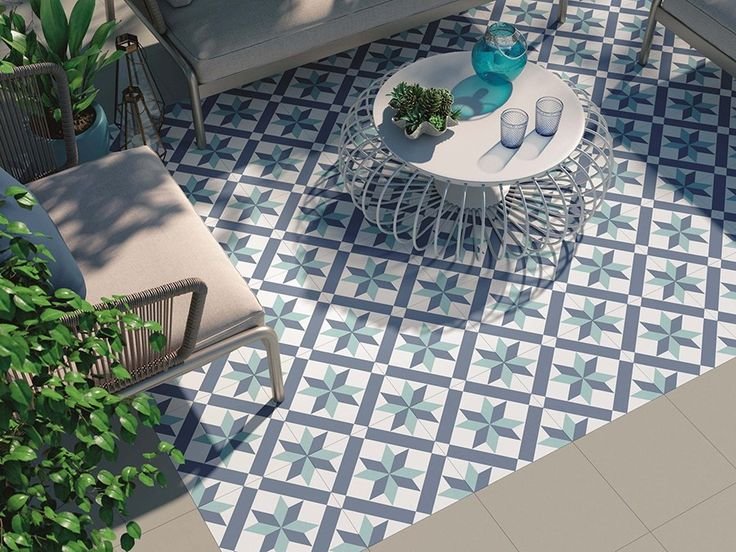 Keramik teras rumah mewah petai blue
