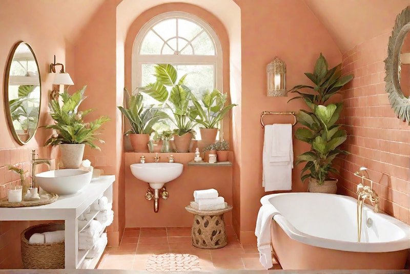 Keramik kamar mandi warna coral
