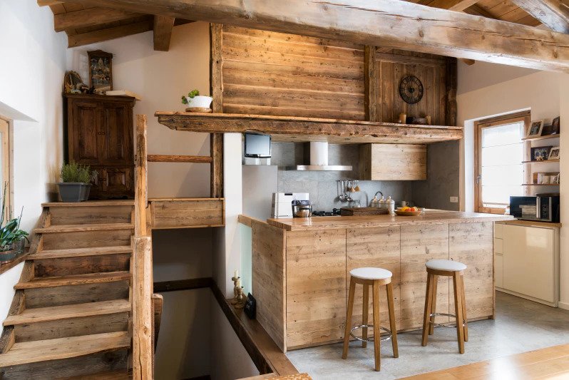 desain dapur minimalis 2x2 nuansa kayu