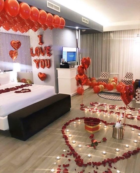 dekor kamar pengantin tema lilin dan bunga