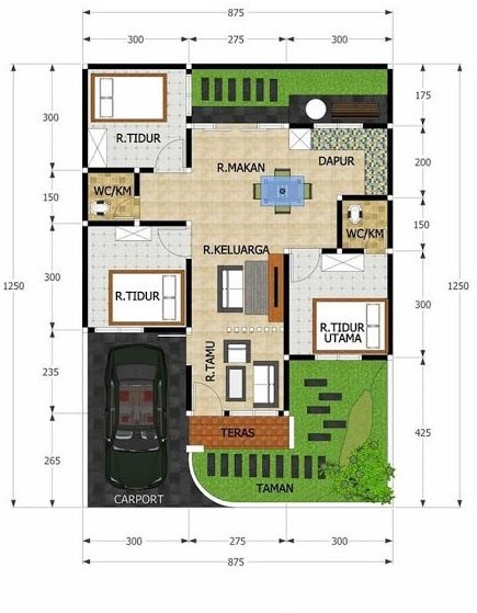 desain rumah minimalis 3 kamar A