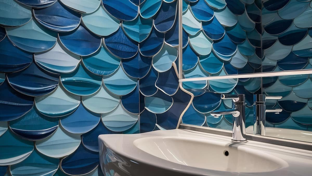 keramik kamar mandi minimalis motif fish scales