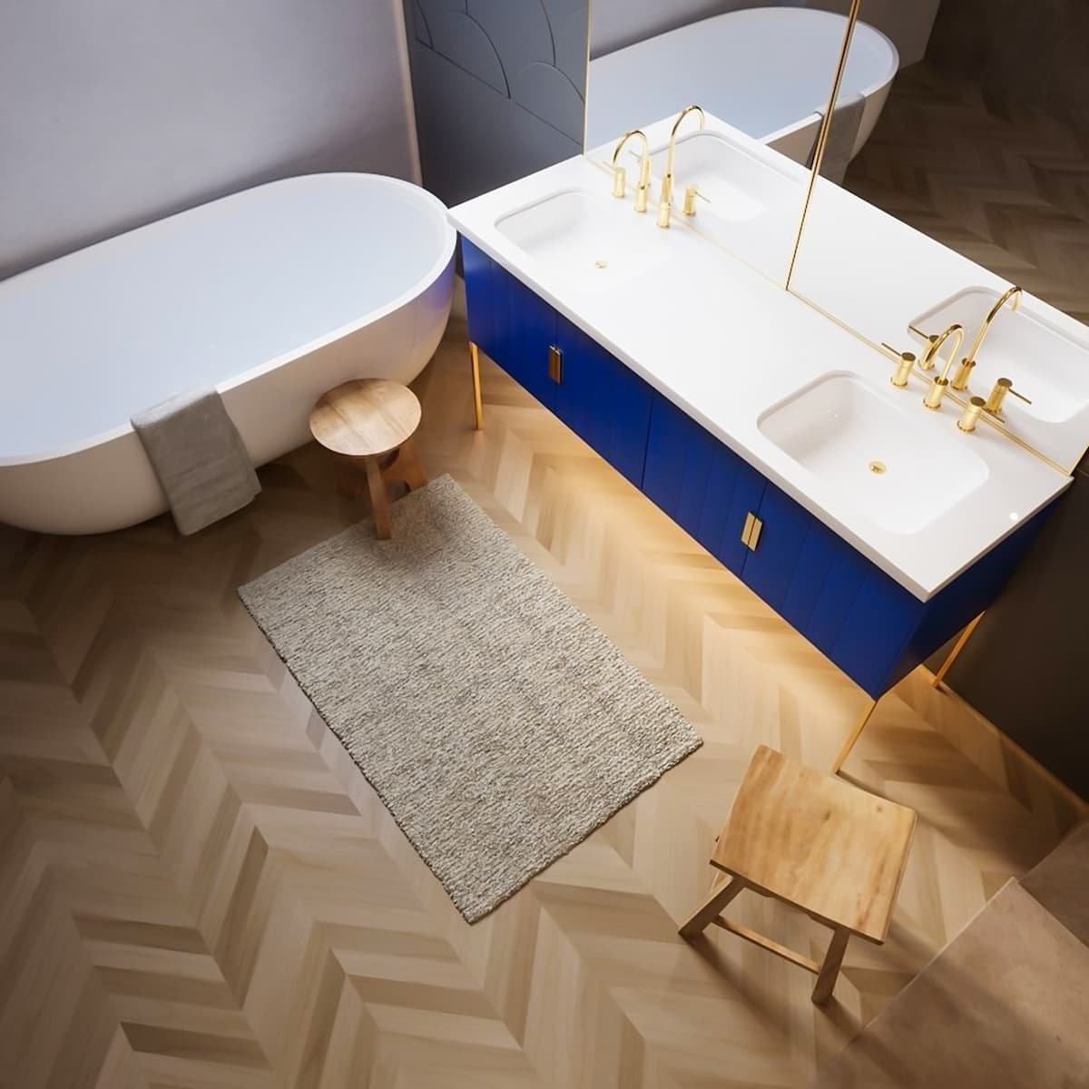 keramik kamar mandi minimalis motif herringbone